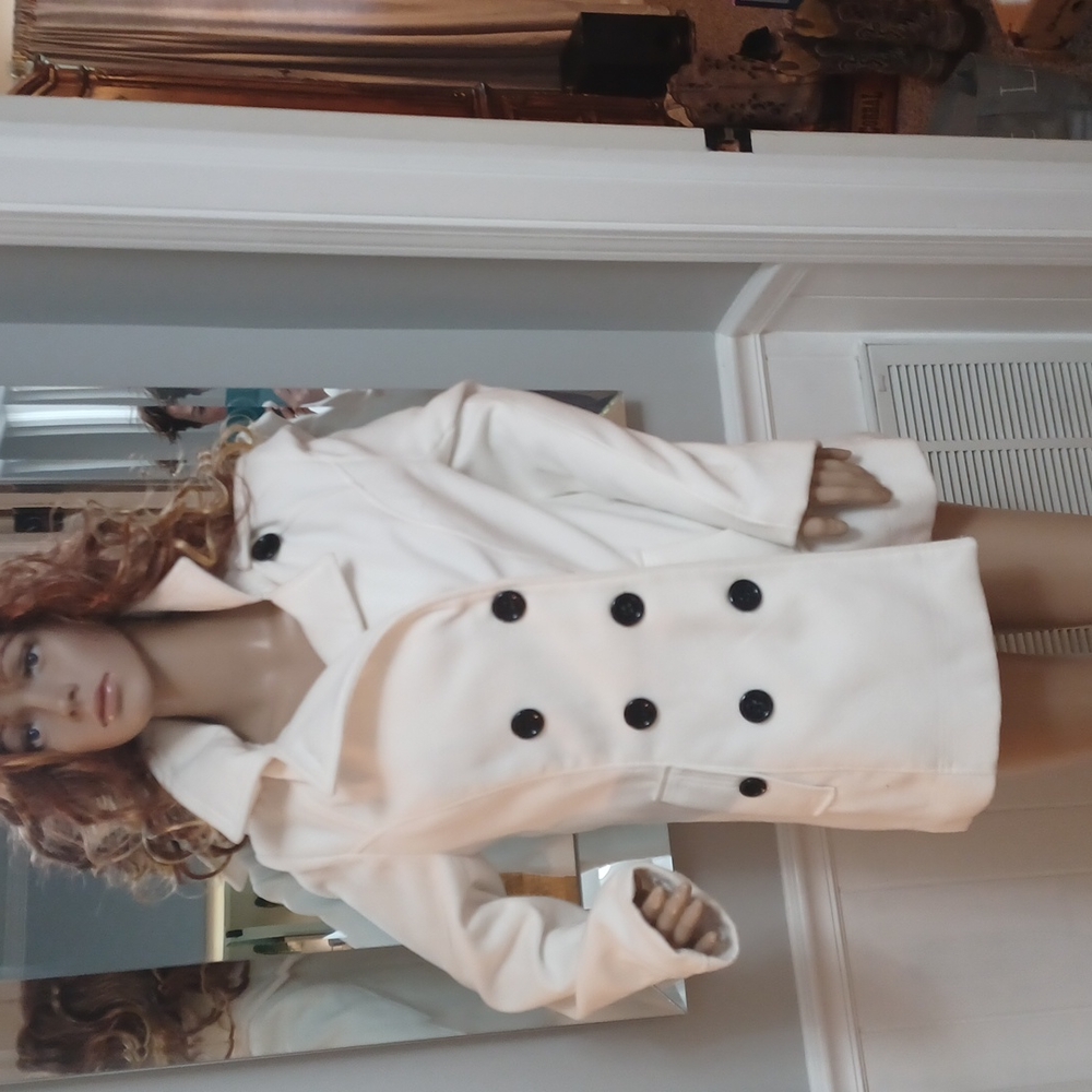 White Wool Hooded Pea Coat